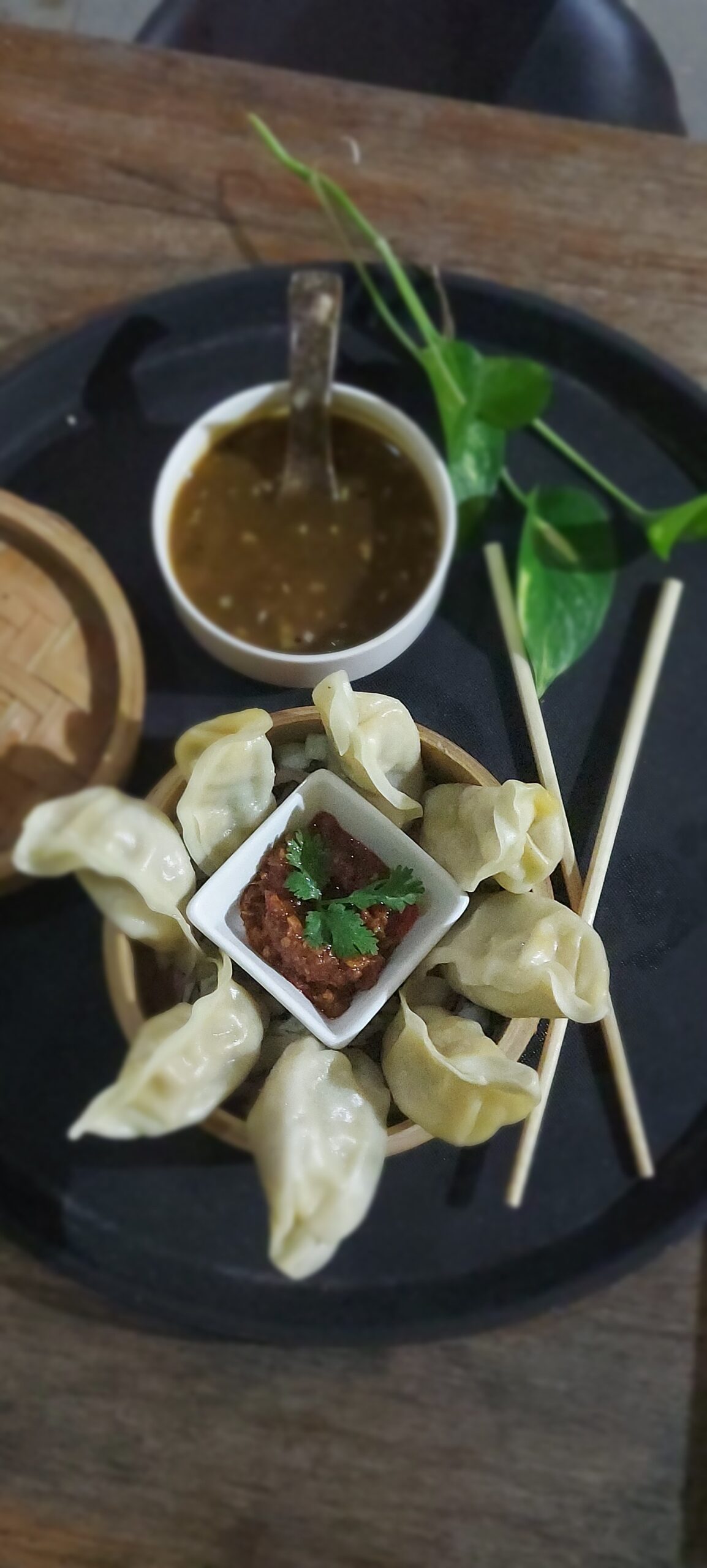 Gully Veg Momos with Pahadi Soup